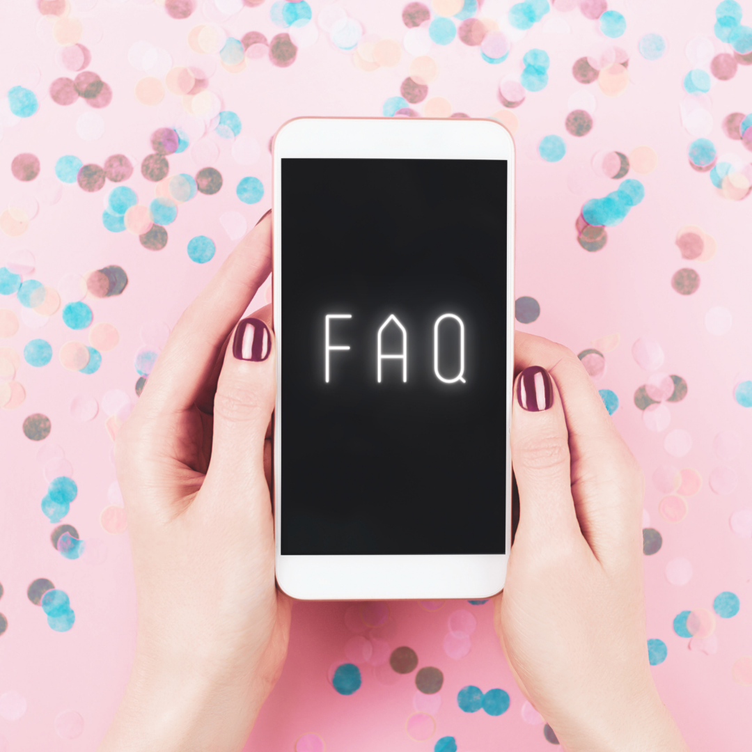 faqs (an image with woman holding mobile device) faqs (an image with woman holding mobile device)