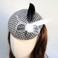 Black & White Houndstooth Button Cocktail Hat黑白千鳥格小禮帽