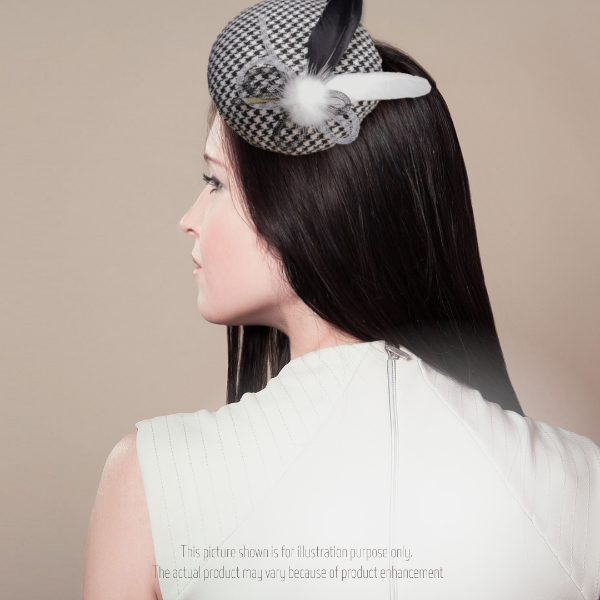 My Millinery Mine︱Black & White Houndstooth Button Cocktail Hat display picture 2