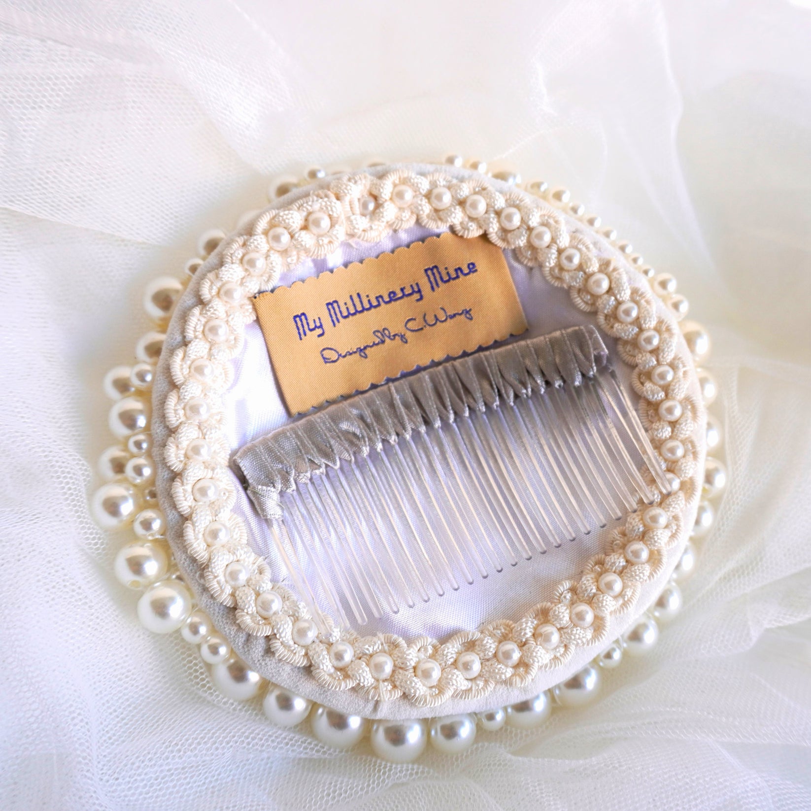 Beloved Millinery\'s Elegant Exquisite Braided Pearl Hat Bling Couture Hat NWT edit-Makers-of-NYC-CJ-Bronx-  main image 3