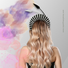 Black & White Strips Halo Crown with Feathers