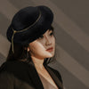 黑色天鵝絨平頂帽