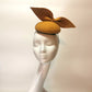 yellow wool felt ladies hat on mannequin head